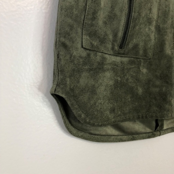 BCBGMaxazria Faux Suede Mini Skirt Olive Green XS - Picture 9 of 13